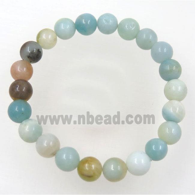 Chinese Amazonite bead bracelet, round, stretchy