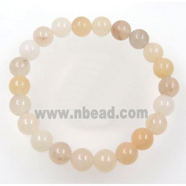 jade bead bracelet, round, stretchy