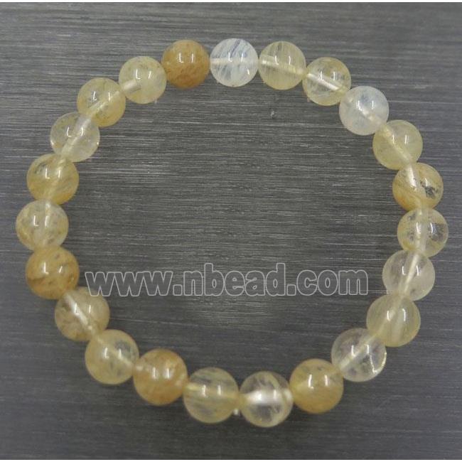 round coffee watermelon quartz crystal bead bracelet, stretchy