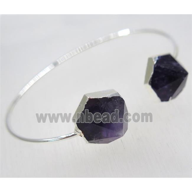 pointed Amethyst bangle, copper, silver plated