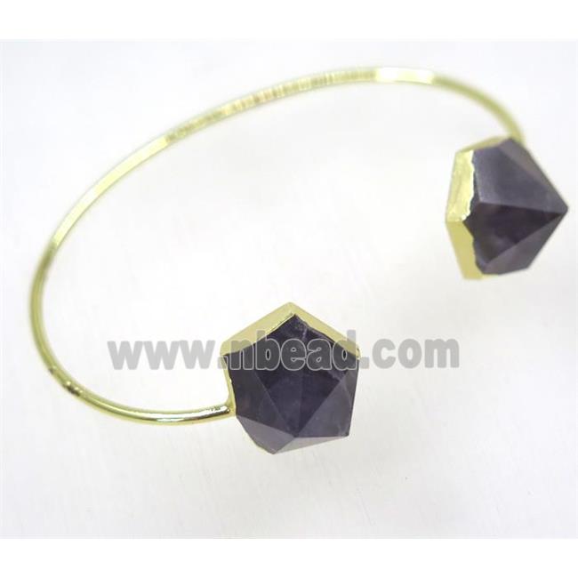 pointed Amethyst bangle, copper, gold plated