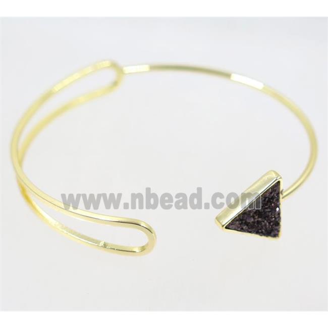 black druzy quartz copper cuff bracelet, gold plated