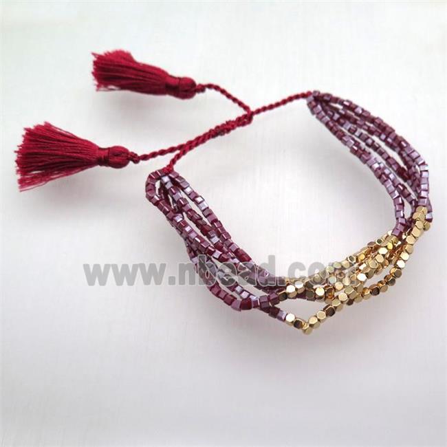 handmade resizable bracelet with crystal glass beads