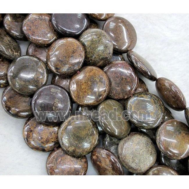Bronzite Stone Bead, coin round