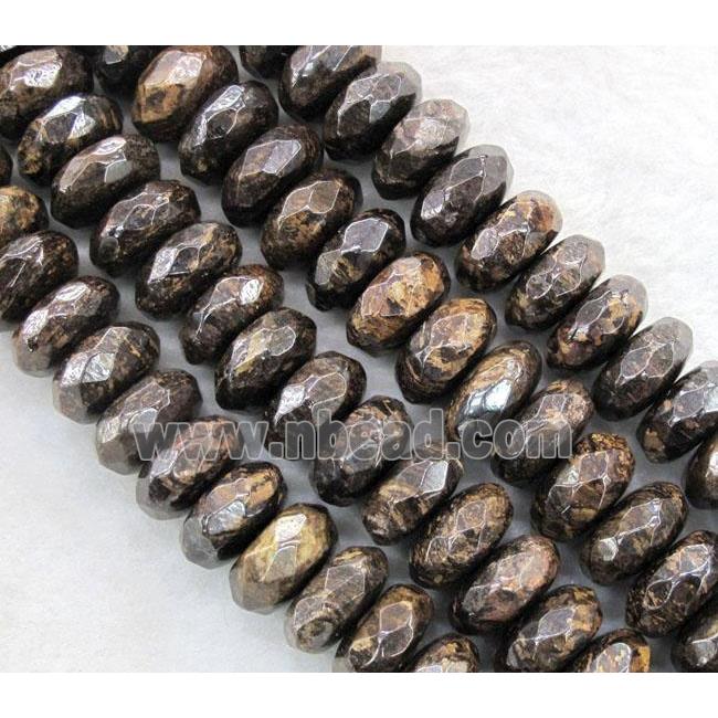 Bronzite Beads, faceted rondelle