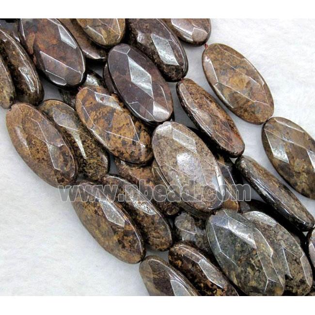 Bronzite Stone Beads, faceted oval