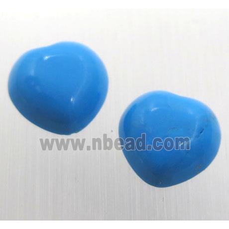 natural turquoise heart cabochon, blue treated