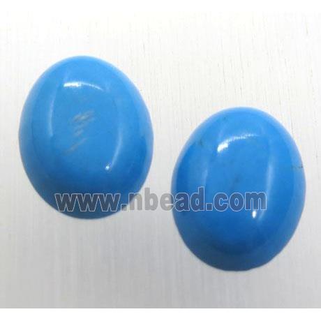 natural turquoise oval cabochon, blue treated