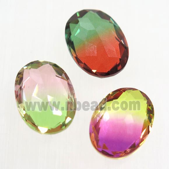 synthetical Tourmaline cabochon, mix color, no hole, oval