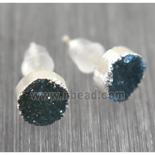 Druzy agate earring studs, 925 silver plated