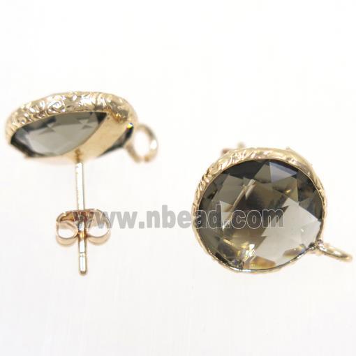smoky Chinese Crystal Glass earring studs