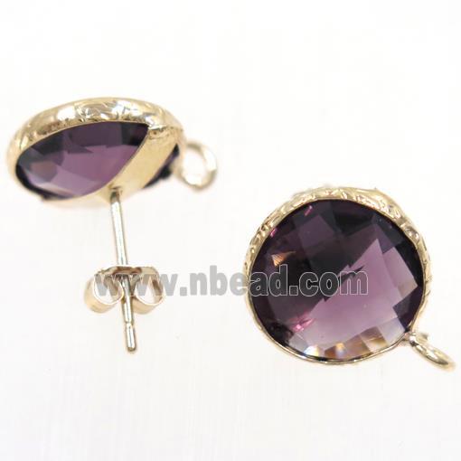 purple Chinese Crystal Glass earring studs