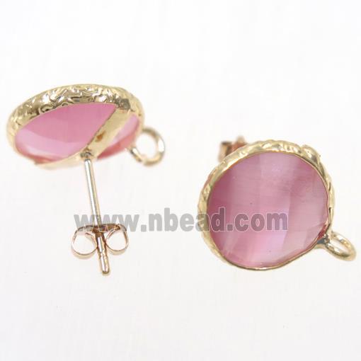pink Chinese Crystal Glass earring studs
