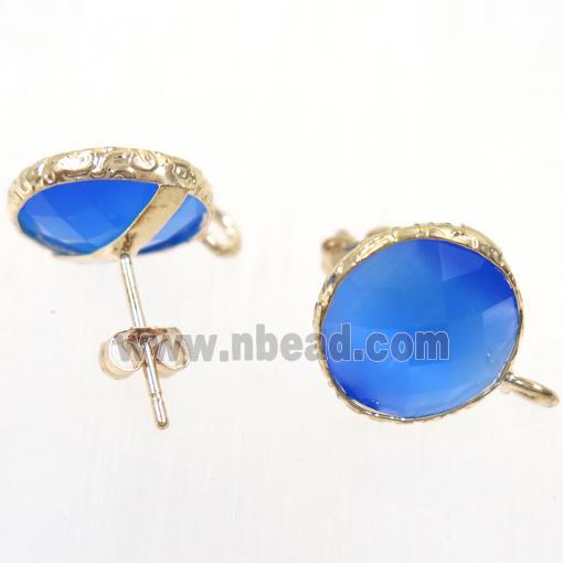 blue Chinese Crystal Glass earring studs