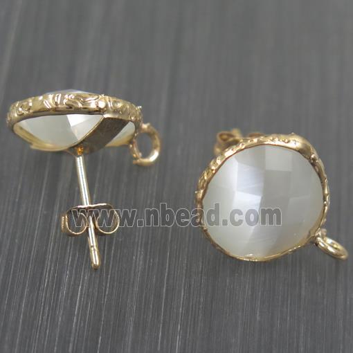 white Chinese Crystal Glass earring studs