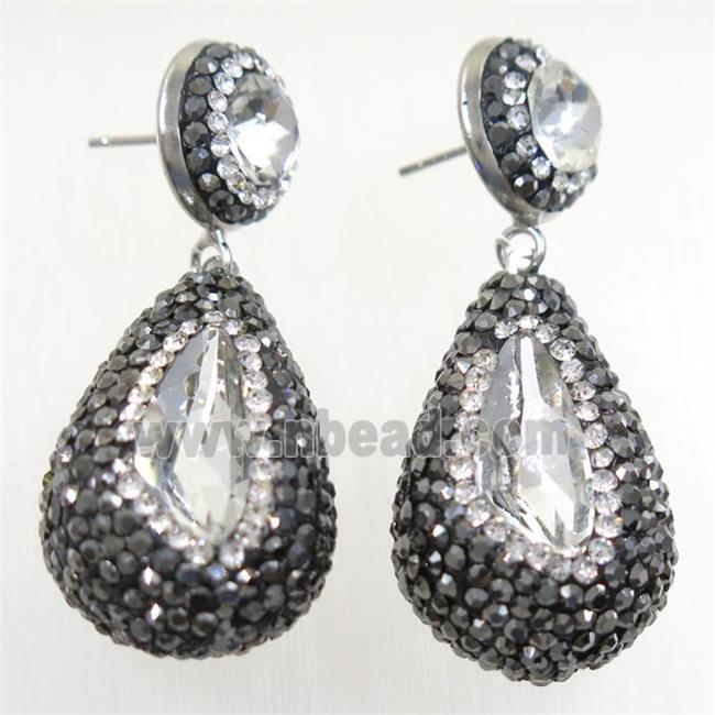 Chinese Crystal Glass Earring pave rhinestone