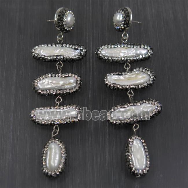 freshwater Pearl Earring paved rhinestone