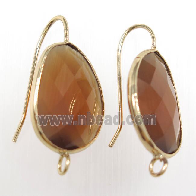 deeporange glass crystal earring with loop, gold plated