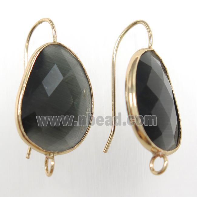 deepcoffee glass crystal earring with loop, gold plated