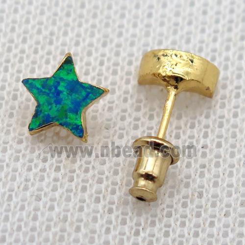 synthetic Fire Opal star Stud Earrings, gold plated
