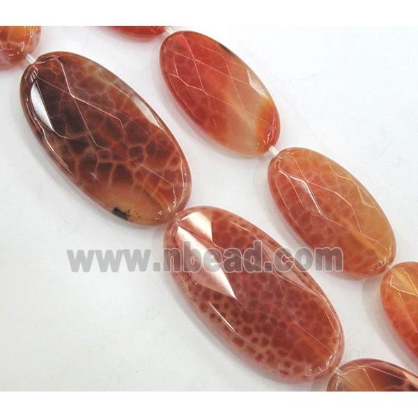 ruby Fire Agate beads, faceted oval, grade A