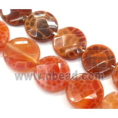 ruby Fire Agate Beads, faceted circle, grade A