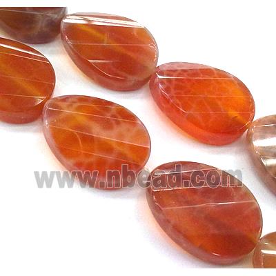 ruby Fire Agate Beads, faceted twist, grade A