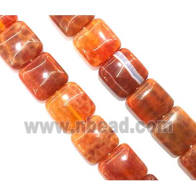 ruby fire Agate beads, square, grade A