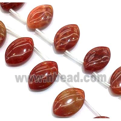 Red fire Agate beads, oval, topdrilled, grade A