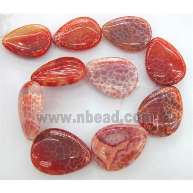 Fire Ruby Agate beads, teardrop, grade A
