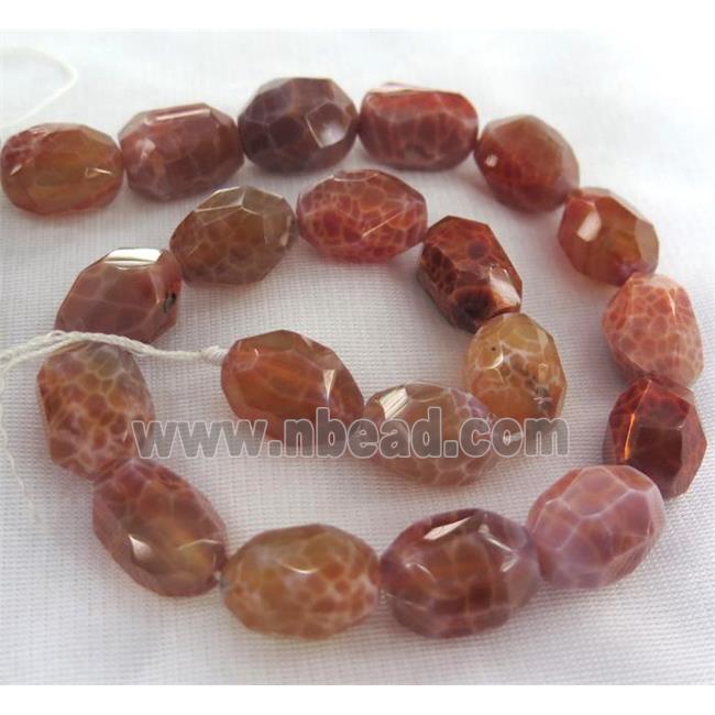 ruby fire agate bead, faceted freeform