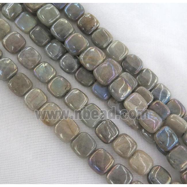 Labradorite Stone bead, square, AB color