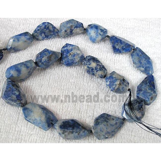 Natural lapis lazuli bead, freeform, faceted