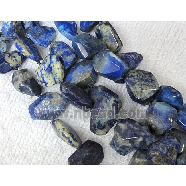 Natural lapis lazuli bead, freeform, faceted