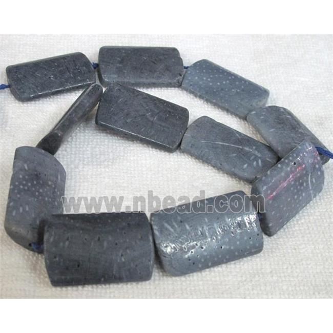blue Coral Fossil Beads, chrysanthemum, rectangle