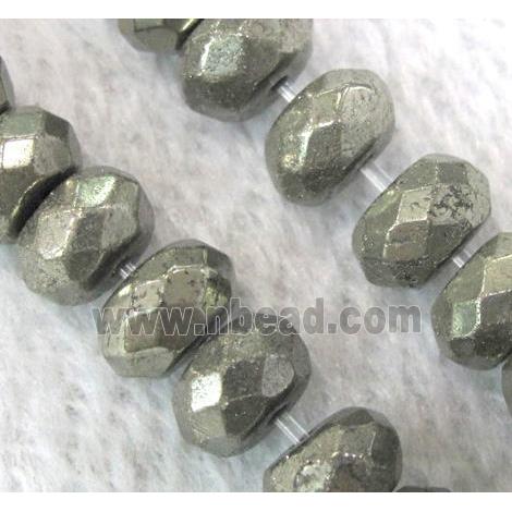 natural Pyrite Beads, faceted rondelle