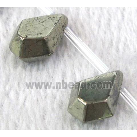 natural Pyrite Beads, faceted teardrop