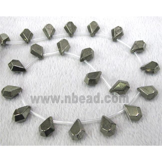 natural Pyrite Beads, faceted teardrop