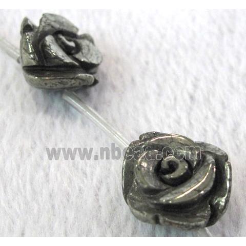 natural Pyrite Beads, rose-flower