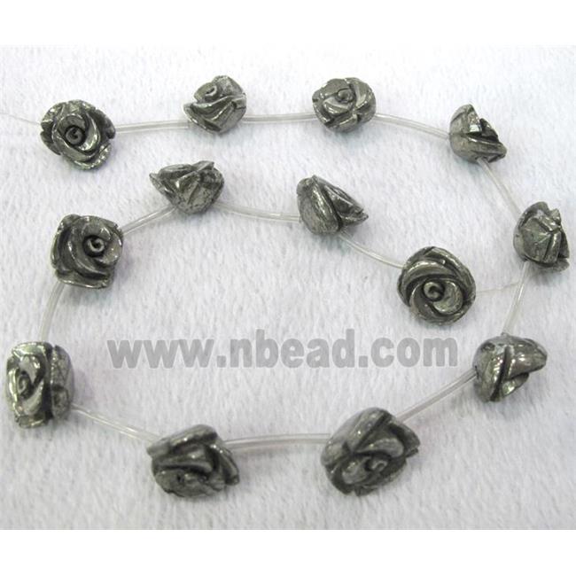 natural Pyrite Beads, rose-flower