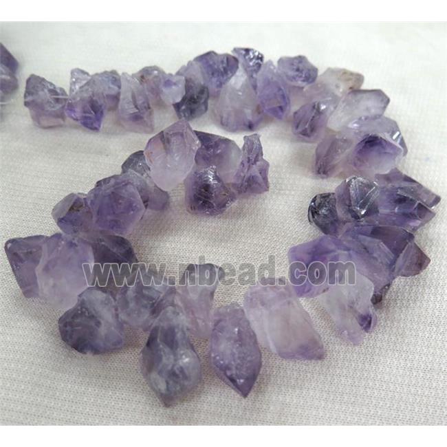 amethyst beads, freeform, point, purple