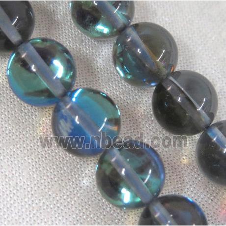 round synthetic gray Aura Quartz Glass Beads