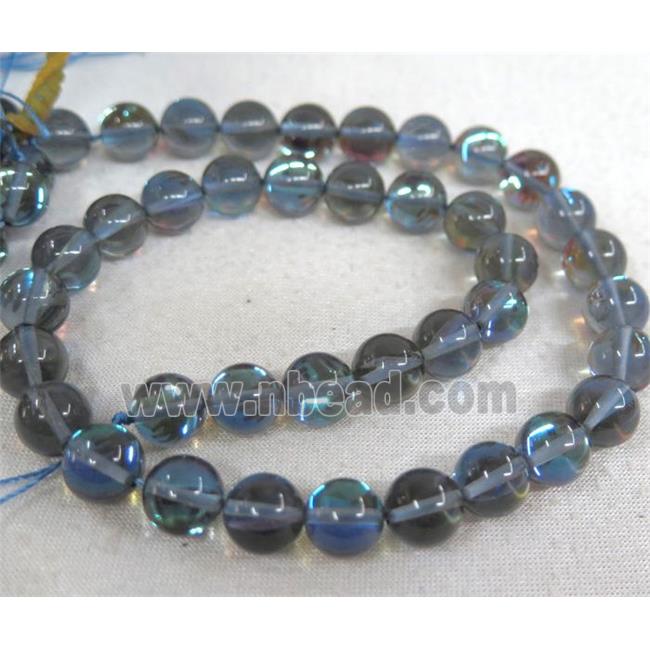 round synthetic gray Aura Quartz Glass Beads