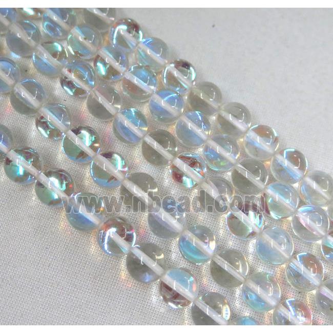round synthetic clear Aura Quartz Glass Beads