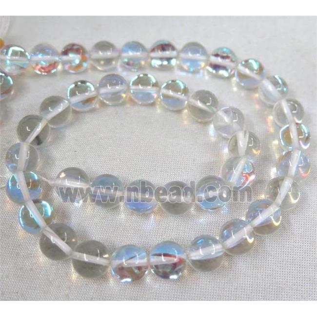 round synthetic clear Aura Quartz Glass Beads