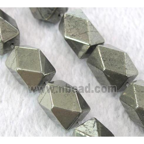 natural Pyrite Beads, faceted freeform tube