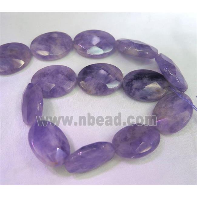 purple Chalcedony beads, faceted oval