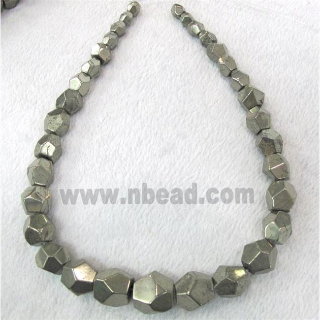 natural Pyrite nugget Beads for necklace, faceted freeform