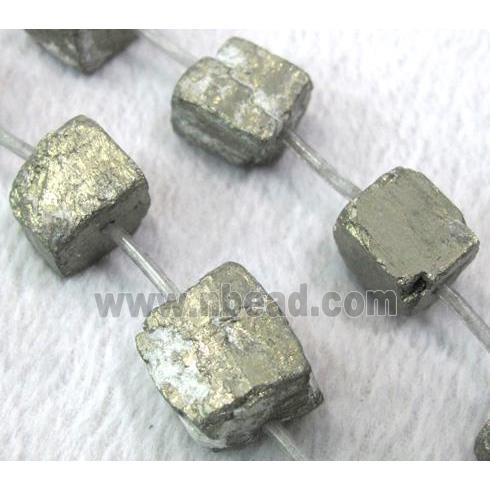 natural Pyrite Beads, freeform cube