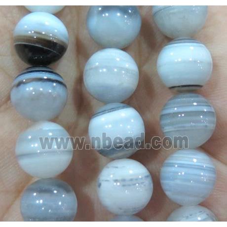 white stripe agate beads, round